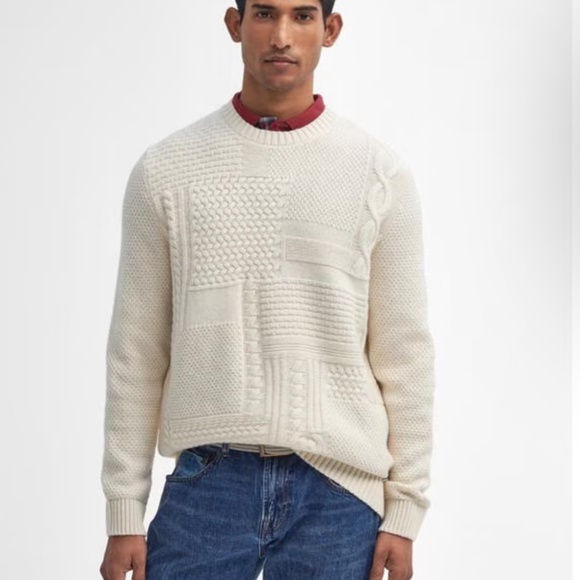Diesel Men’s Chunky knit sweater Wool Off-White Patchwork M Oversized - Picture 1 of 15